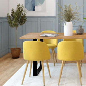 Lot de 2 chaises en tissu jaune et pieds en métal - Cozy