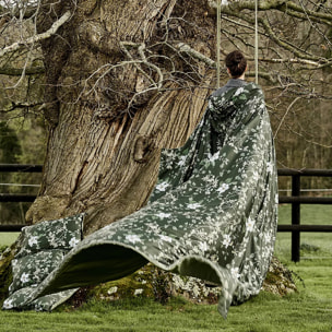 Housse de couette satin de coton imprimé vert Gardenias mousse