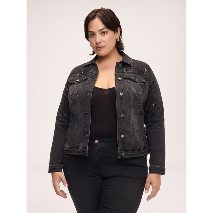 Fiorella Rubino - Chaqueta de denim con lentejuelas - Negro