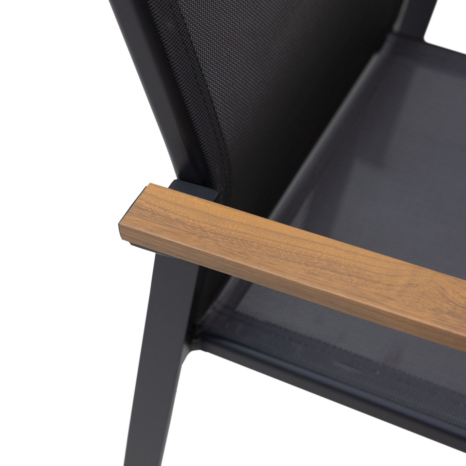 Salon de jardin PALERMO en textilène gris 8 places - aluminium anthracite et effet bois