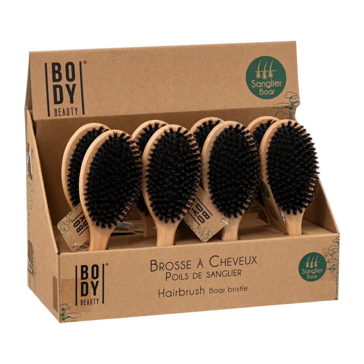 Brosse à cheveux ovale bois Poils de sanglier