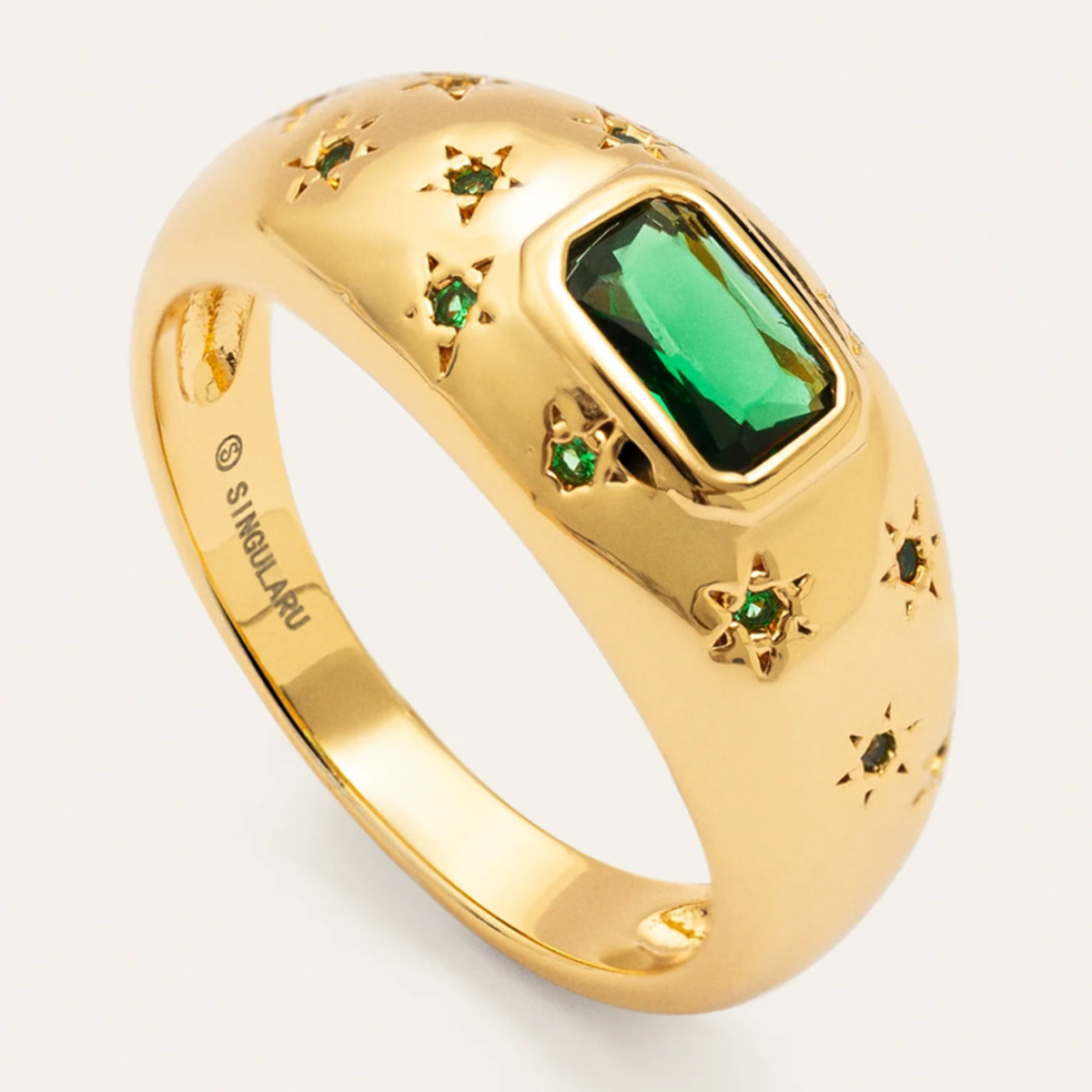 Anello Charlotte Smeraldo Placcato Oro