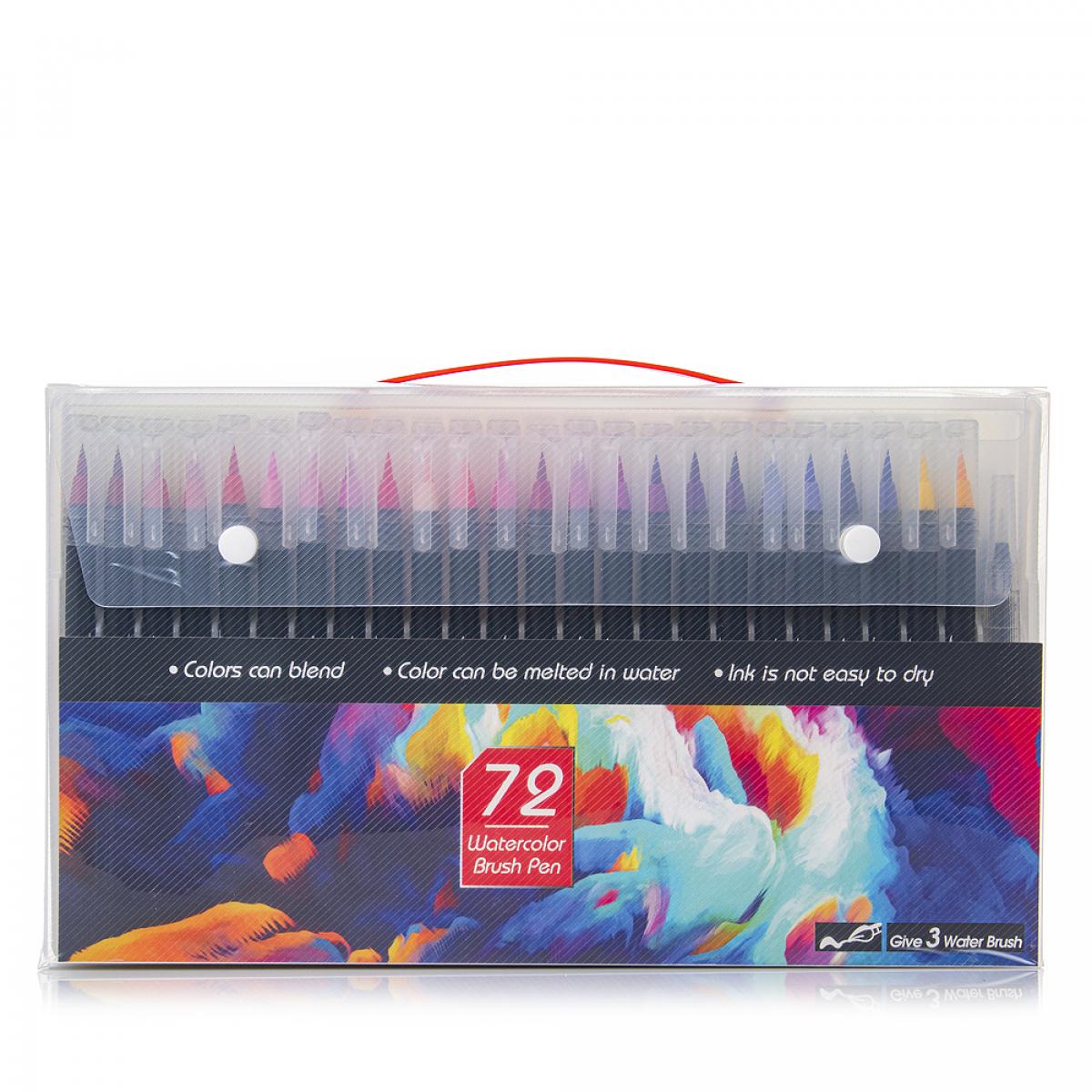 Set de 72+1 Rotuladores con punta de pincel acuarelables con pincel mezclador de agua. Pinceles premium de nylon flexible para Manga, dibujos y caligrafía.