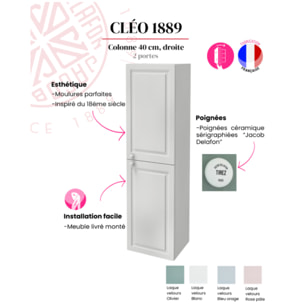 Colonne de salle de bain Cléo 1889 blanc velours version droite