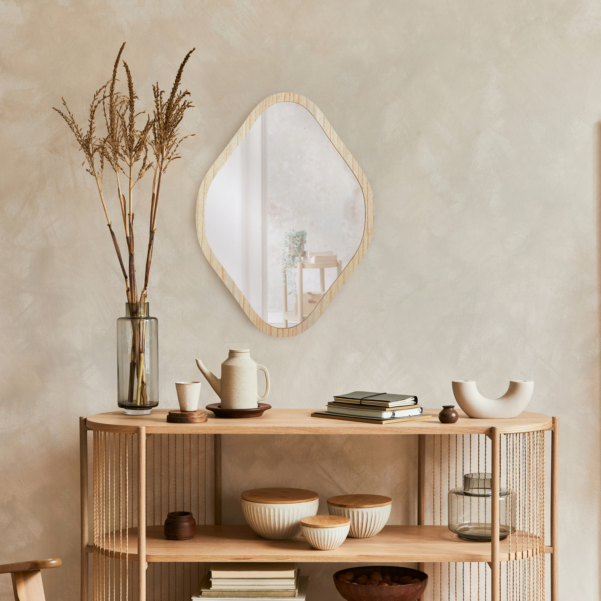 Miroir Deco Contour Bois Losange H60cm Elio