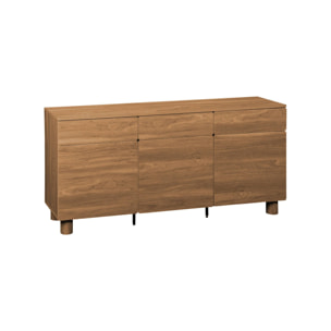 Buffet décor bois 3 tiroirs 3 portes 160cm AYANA