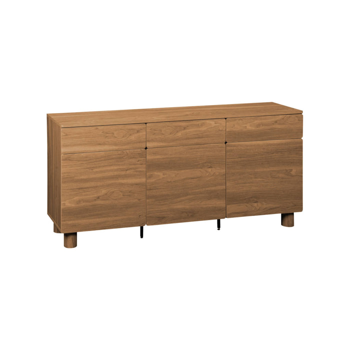 Buffet décor bois 3 tiroirs 3 portes 160cm AYANA