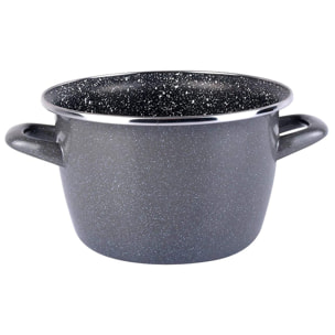 Magefesa K2 GRANSASSO olla 16 con tapa de vidrio, acero esmaltado vitrificado, en gris, inducción y lavavajillas