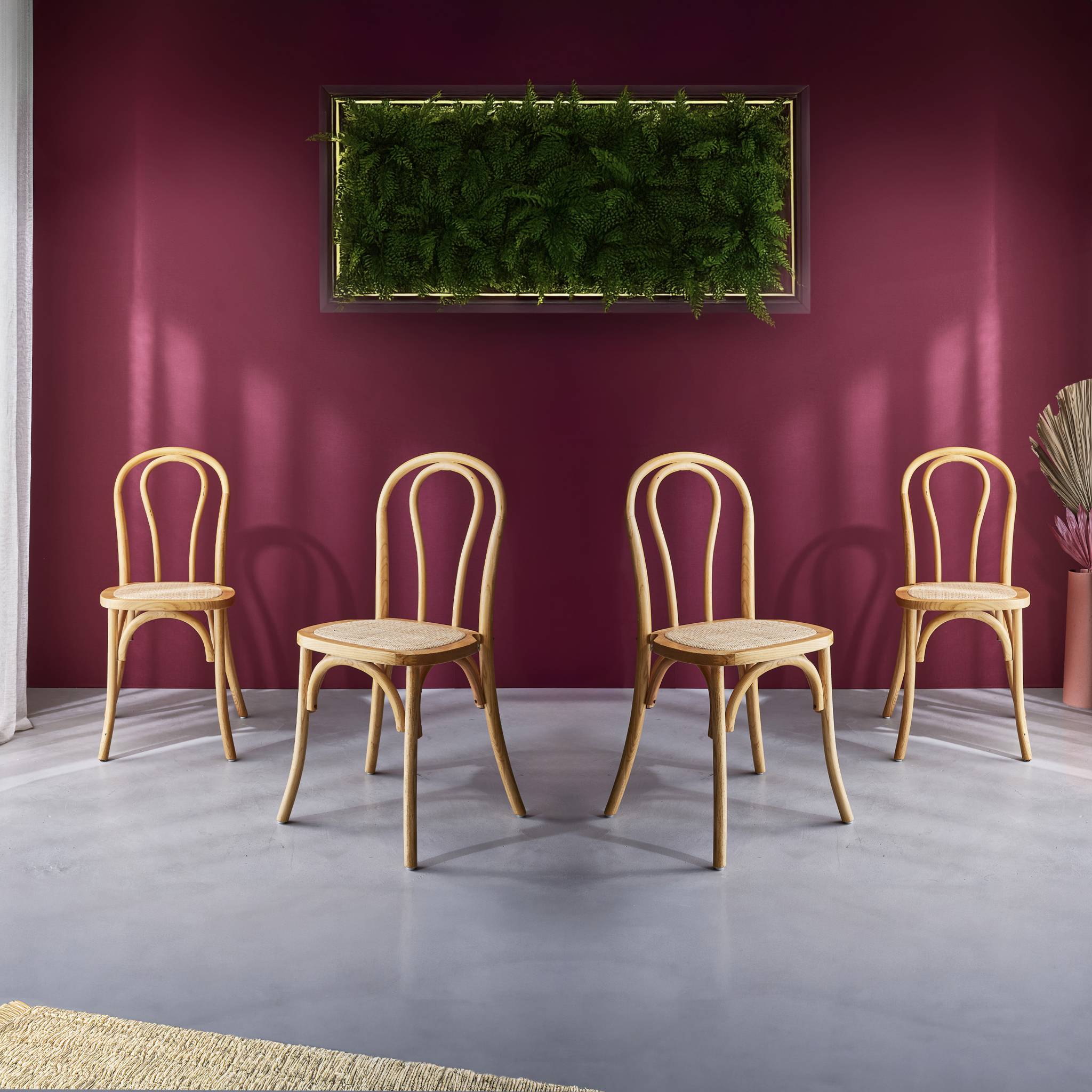 Chaise vintage bois et rotin (lot de 4) BASTILLE