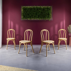 Chaise vintage bois et rotin (lot de 4) BASTILLE