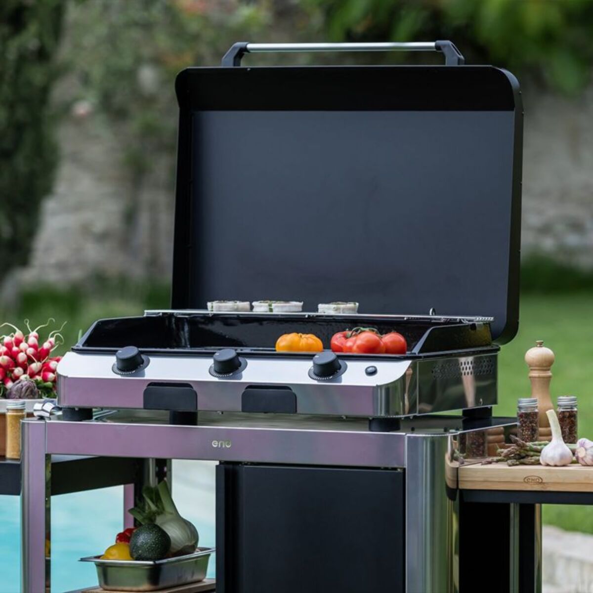 Plancha gaz ENO FUSION 75 cm Inox 3 brûleurs à poser, 70x40 cm