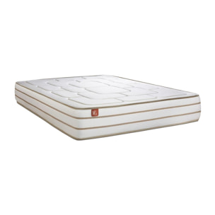 Ensemble Matelas Le Douillet - 26cm - Mémoire de forme - Matériaux éco-responsable - Sommier Tapissier Beige