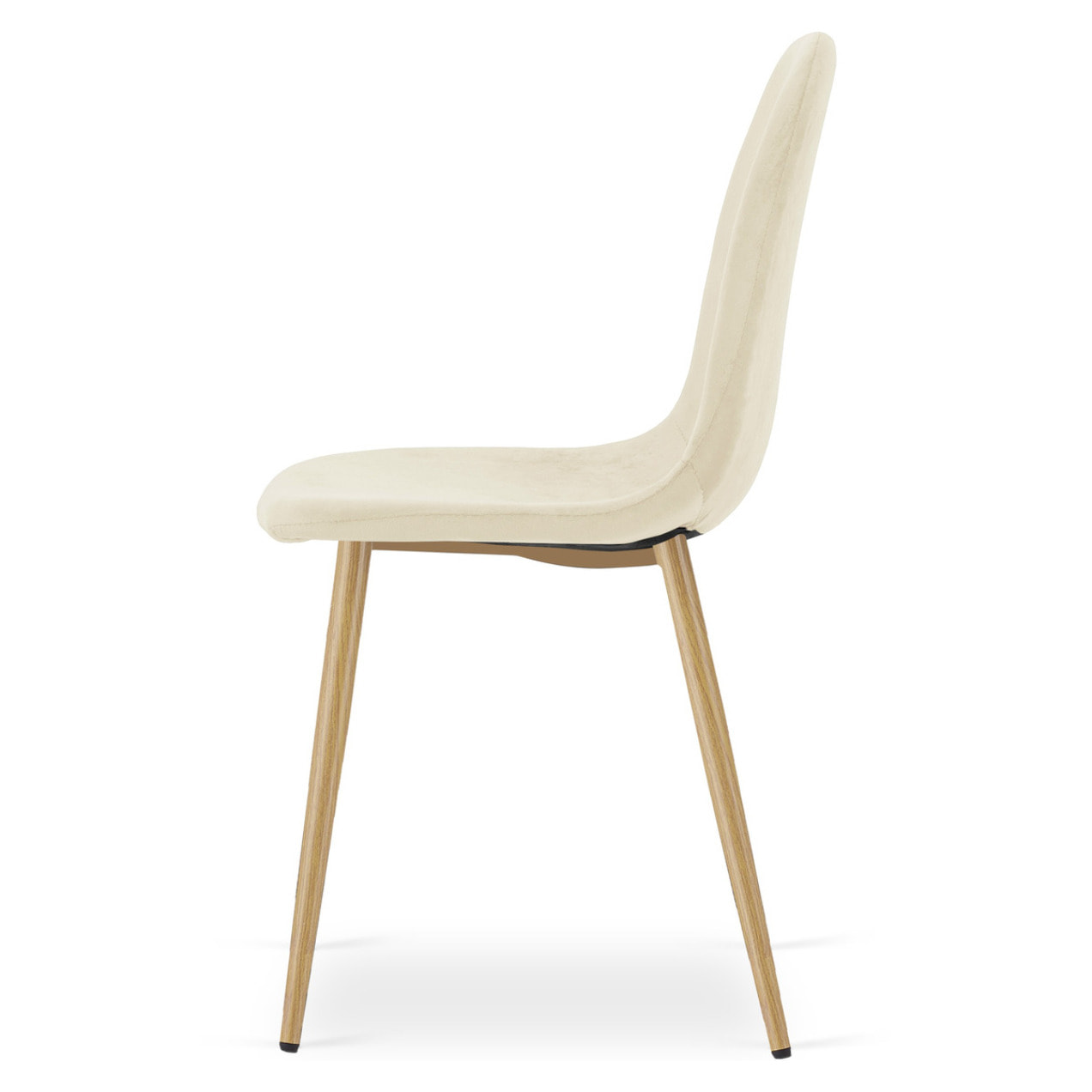 Set di 3 sedie Padva in velluto beige con gambe effetto rovere