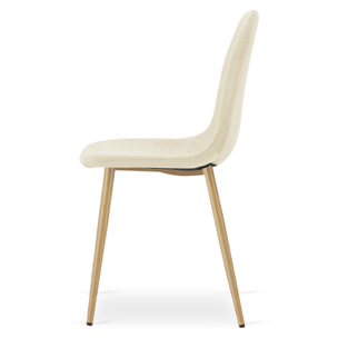 Set di 3 sedie Padva in velluto beige con gambe effetto rovere