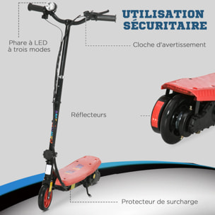 Trottinette électrique 120 W pliable pour enfant 7-14 ans 12 Km/h max. autonomie 10 Km max. rouge