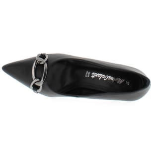 Marina Galanti Scarpe Donna Ecopelle Stiletto Pumps Spool Heeled 90 Gold Chain Detail MG W24A072 Black