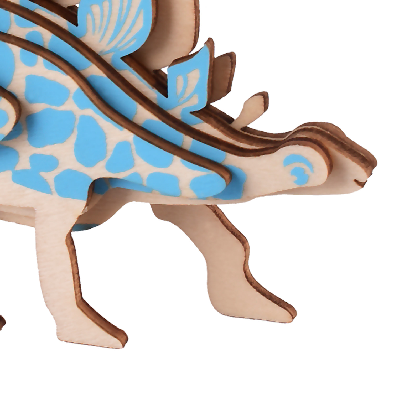 Puzzle 3D in legno. Design di Stegosaurus. 9 pezzi.