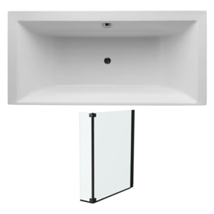 Lot baignoire droite 170 X 70 Evok + pare-bain noir mat