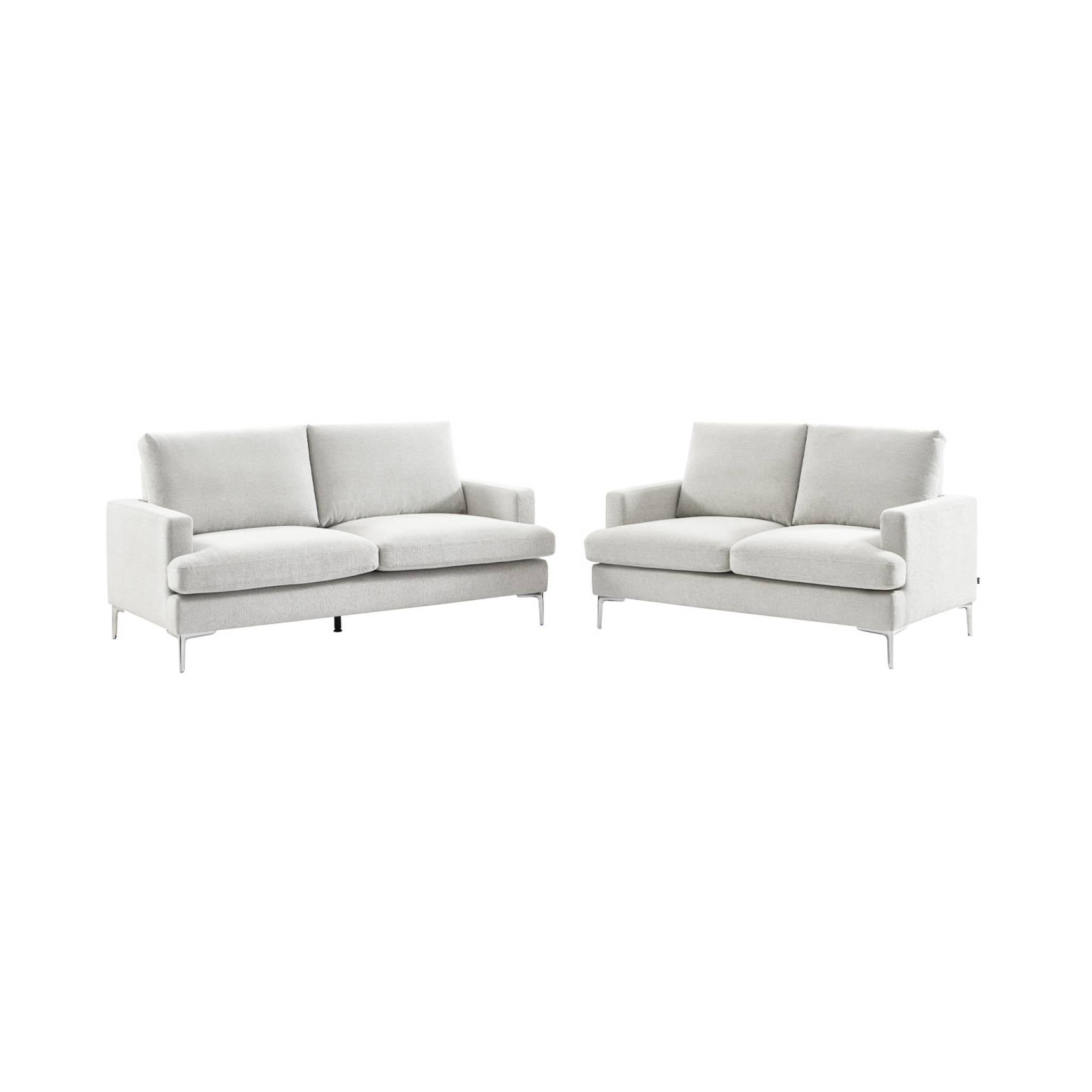 Canapé 2 places en tissu blanc cassé L 143 x P 90 x H 89cm - Hans