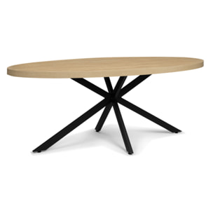 Table à manger ovale Céleste bois et noir 200cm