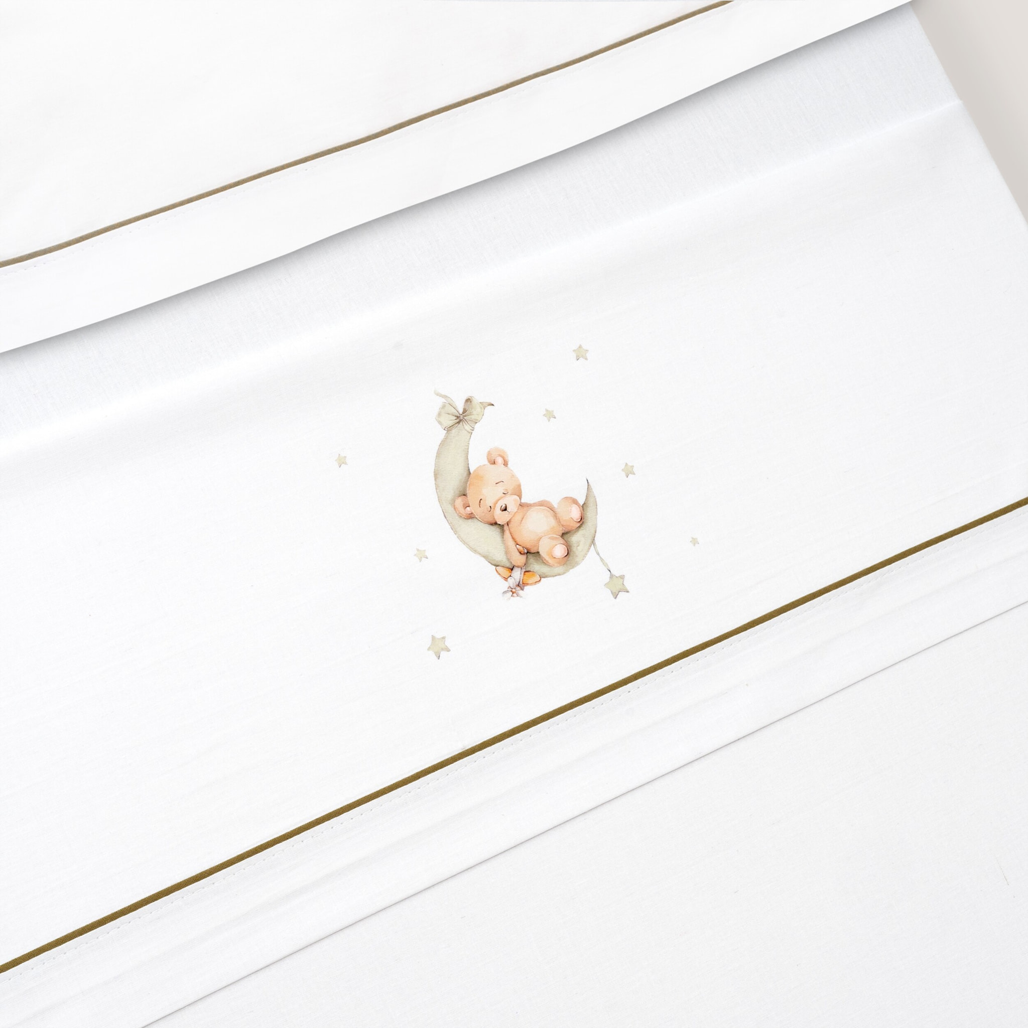 Triptico Minicuna Estampado Oso Luna Estrellas Bco/Verde