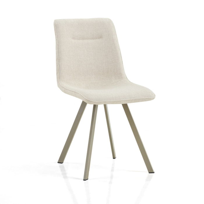 Lot de 4 chaises de salle à manger Tomasucci JESEFA', en tissu, beige, platine, 59 × 44 × 88 cm