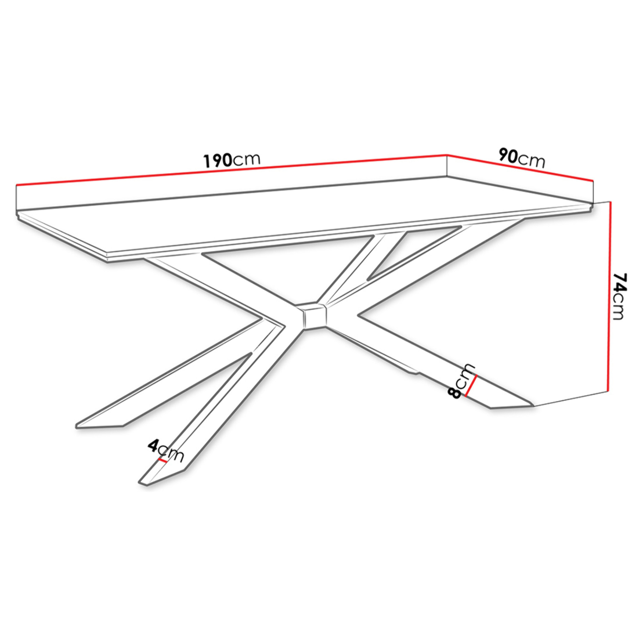 Casey - table à manger - plateau effet marbre - pieds en métal - 4 à 8 personnes - Blanc / Noir