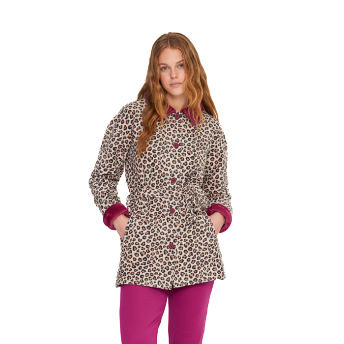 Vestaglia donna sleep in pile con bottoni Noidinotte