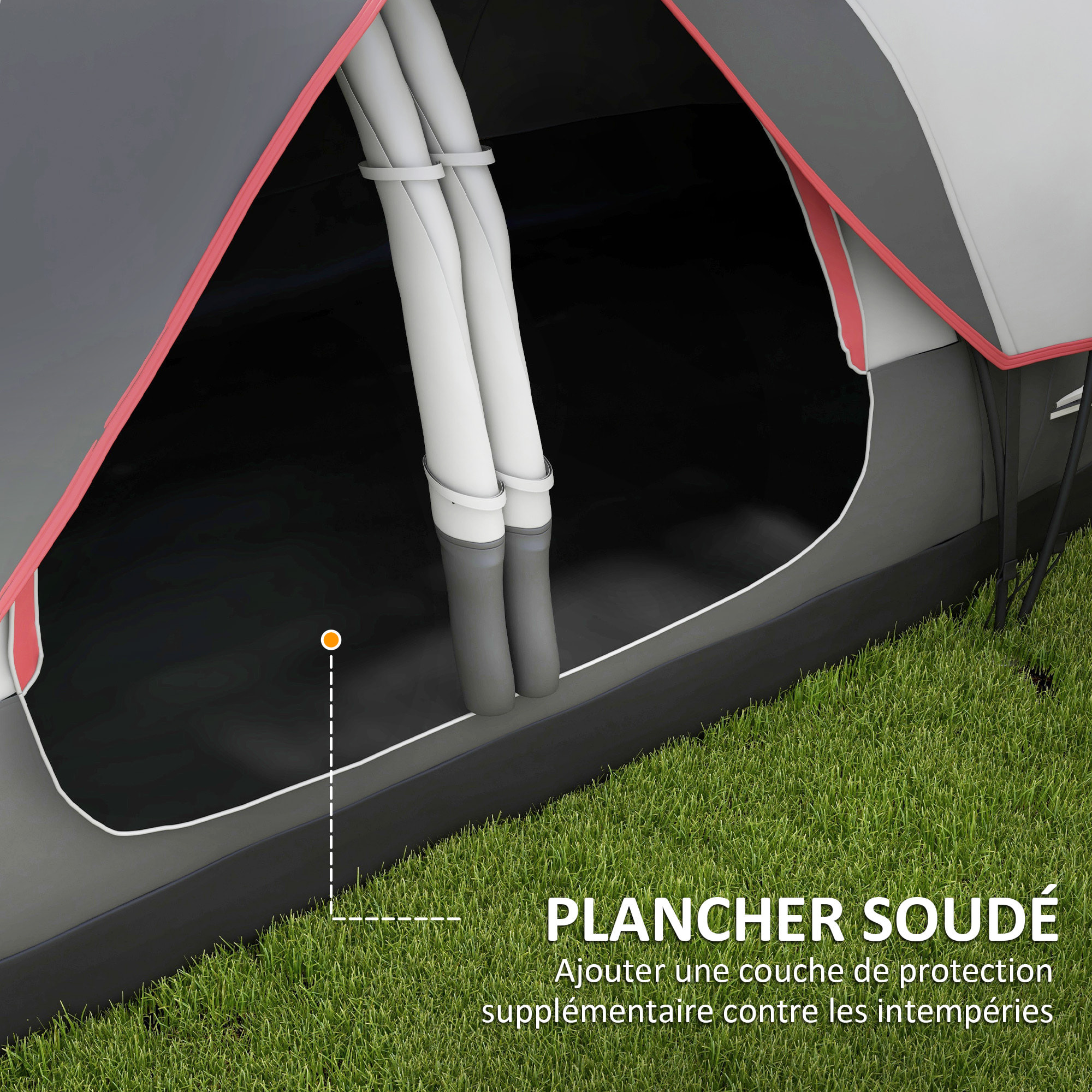 Tente de camping familiale 6-8 pers. double toit étanche 2 000 mm moustiquaire sac de tranport gris