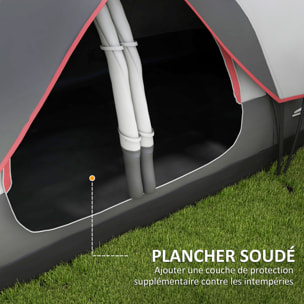 Tente de camping familiale 6-8 pers. double toit étanche 2 000 mm moustiquaire sac de tranport gris