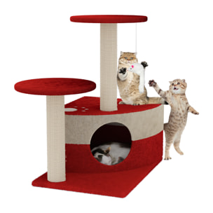 Albero per Gatto con Graffiatoio Cuccia Giocattolo Gatti Parco Giochi Tiragraffi in Sisal Naturale 71 x 44 x 33 cm