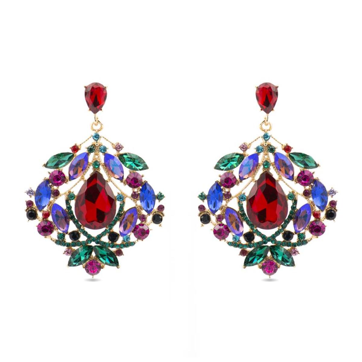 Pendientes con Cristal Multicolor acabado oro 18k