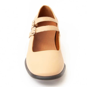 Mocasín De Tacón - Beige - Altura: 5 Cm