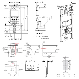 Duofix Pack WC bâti 112 cm + WC sans bride + abattant SoftClose Swiss Aqua Technologies + plaque (GEBSTBRWR04MAN-FR)