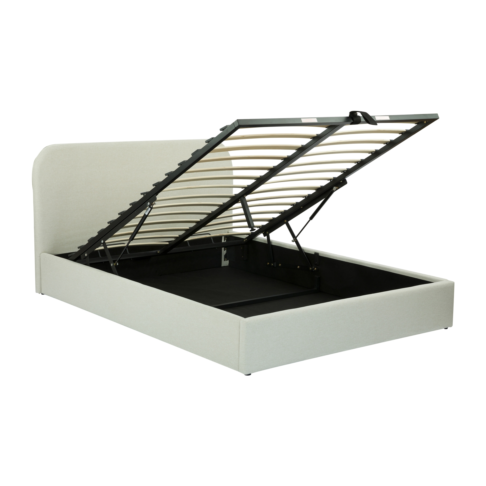 Lit double avec coffre 160x200 cm en tissu gris/beige - Tilly
