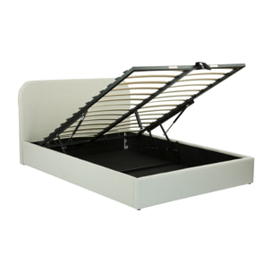 Lit double avec coffre 160x200 cm en tissu gris/beige - Tilly