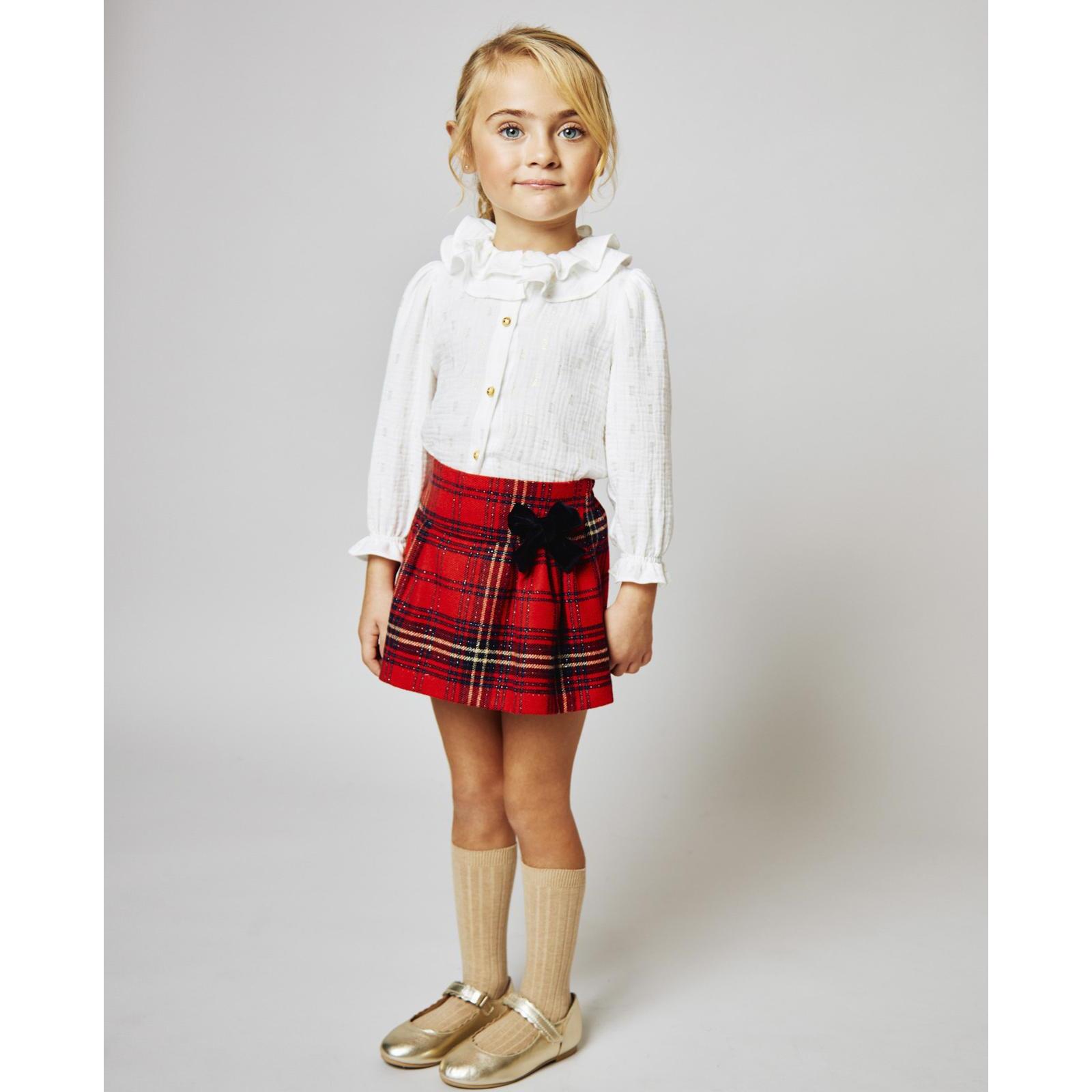 Falda a cuadros con lazo