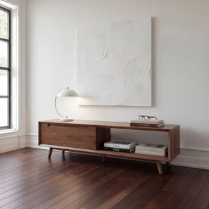 Meuble tv Tanubi -bois massif de manguier-couleur noyer 170 x 45 x 40 cm