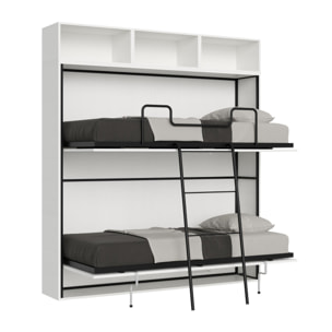 Armoire lit escamotable horizontal superposé 2 couchages 85 Kando composition L Frêne Blanc