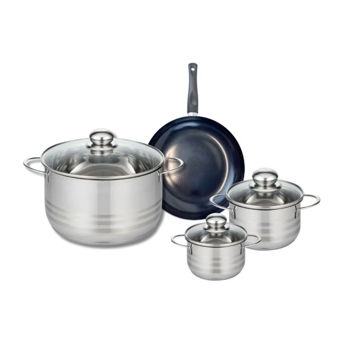 Ensemble de 1 Poêle de cuisson 20 cm et 3 faitouts 12, 14 et 24 cm Elo Prima Brillant