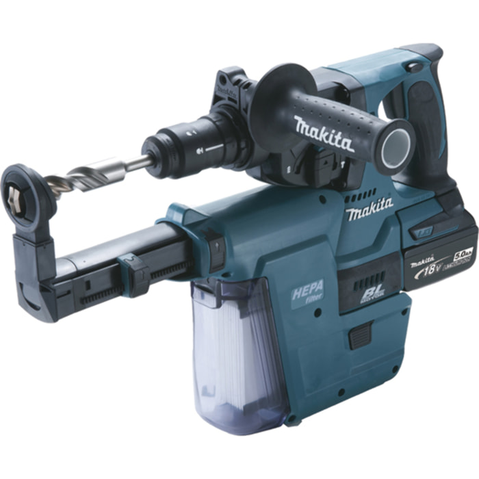 Taladro percutor SDS-Plus 18 V Li-Ion 5 Ah 24 mm MAKITA - 2 baterías 1 cargador - en caja + accesorios - DHR243RTJW