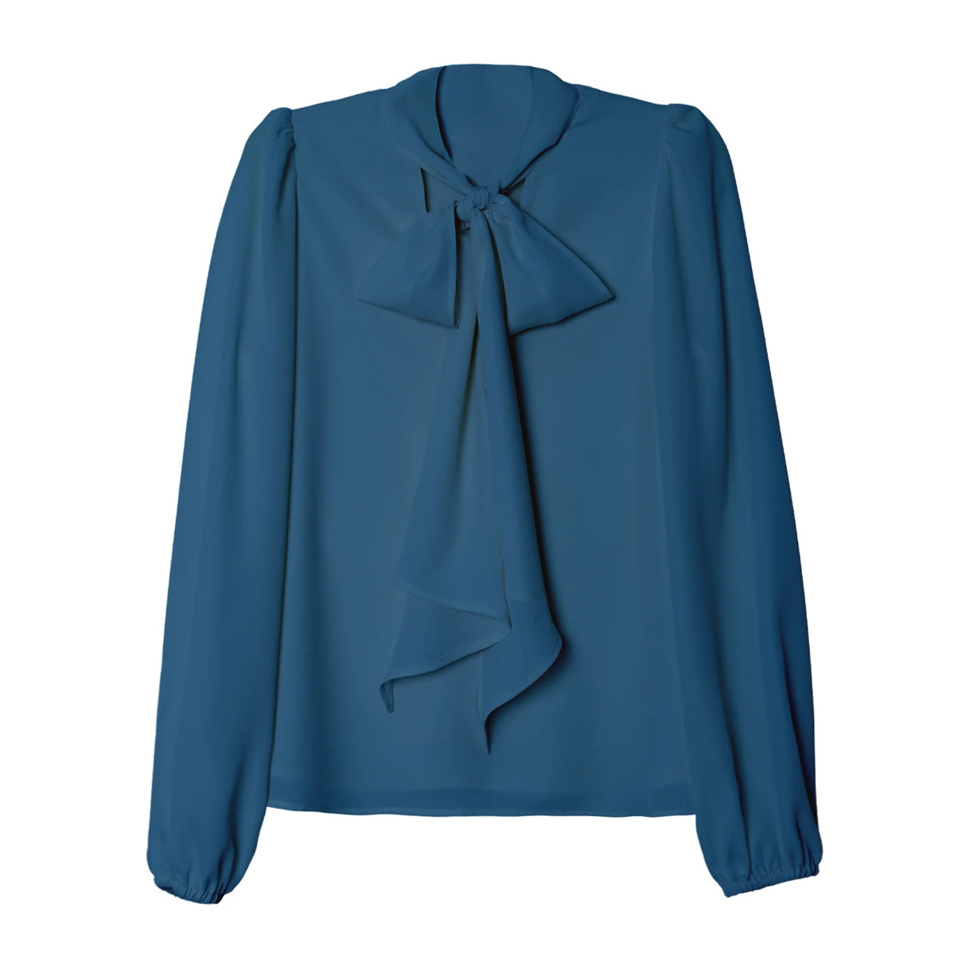 Blusa de manga larga con escote en pico y lazada multiposición.