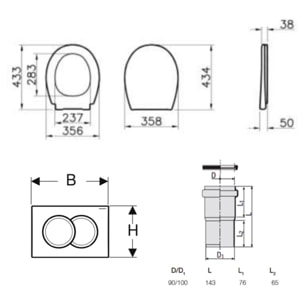 Pack Bati-support Geberit Duofix 112cm + WC suspendu Vitra Normus + Abattant softclose + Plaque blanche (NormusGeb1)