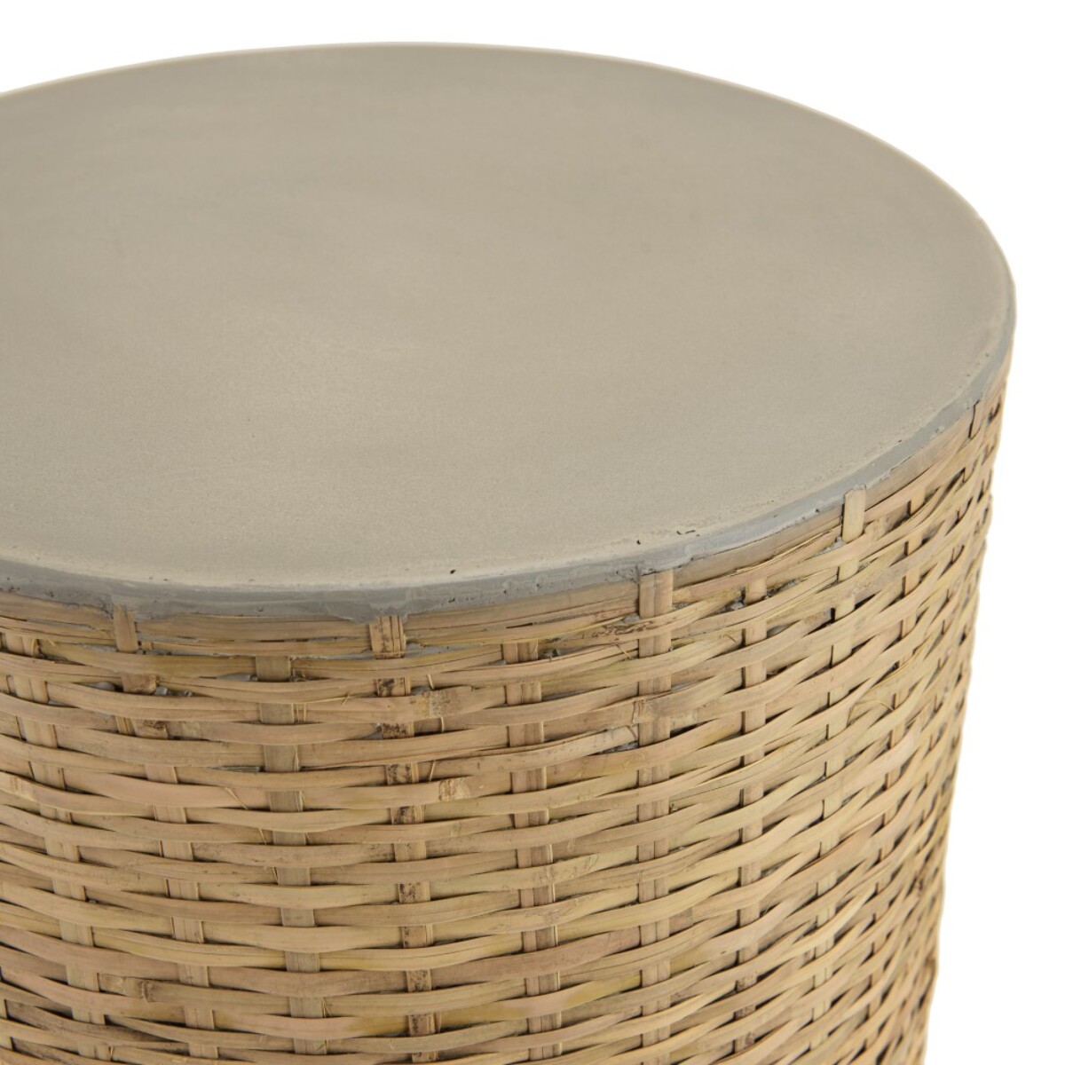 HECTOR - Table d'appoint ronde plateau en béton socle en bambou naturel