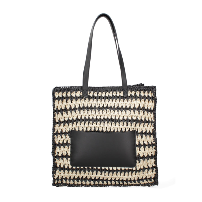 Borsa a spalla da donna - Modello False - Paglia intrecciata - 37.0 x 38.0 x 21.0 cm