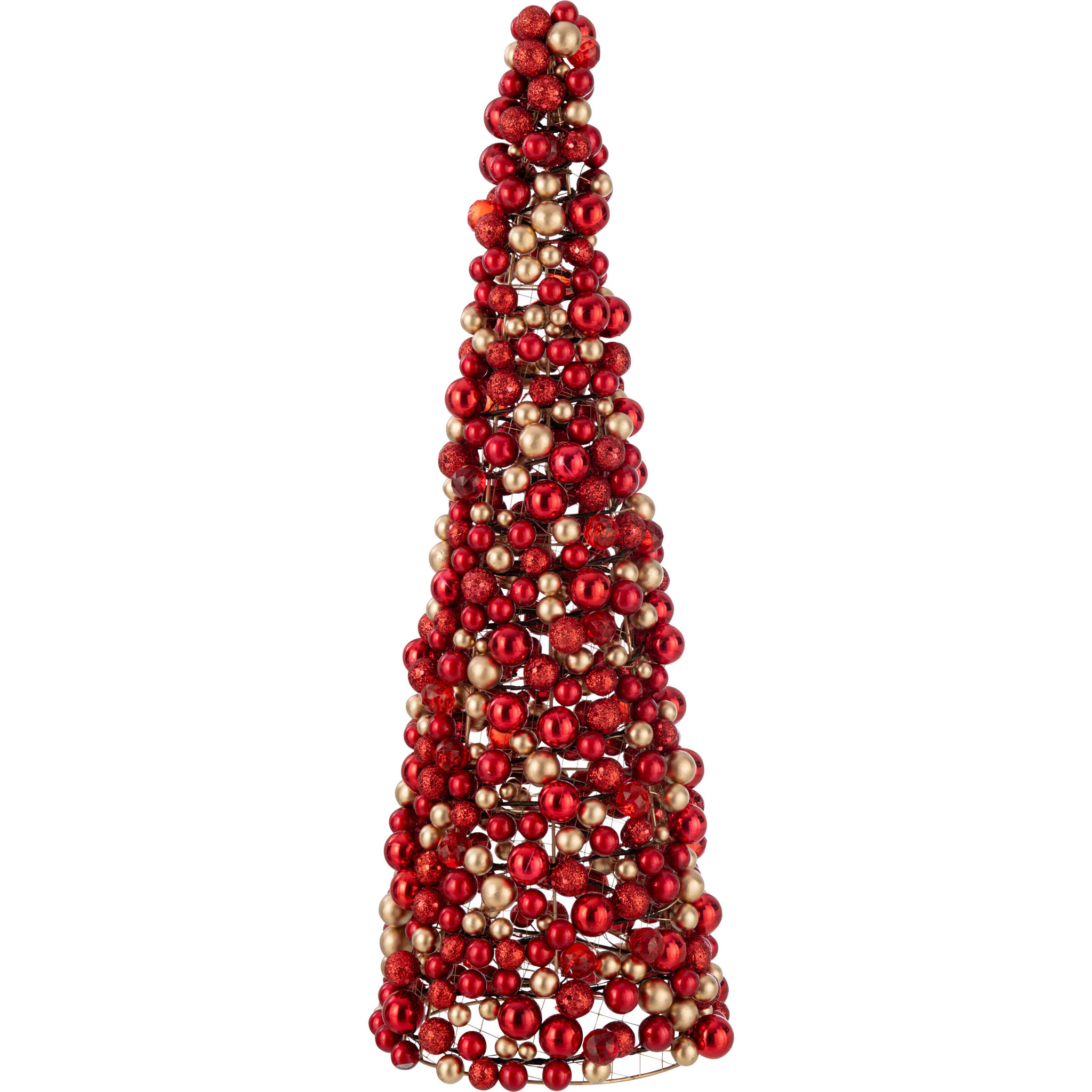 J-Line décoration Cone Boules - plastique - rouge/or - large