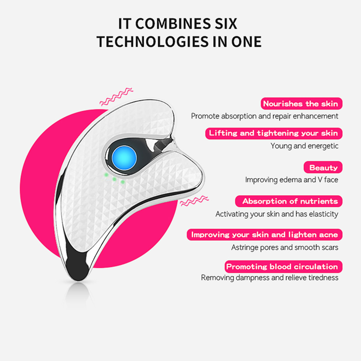 Masajeador de microcorriente GuaSha con vibración sónica