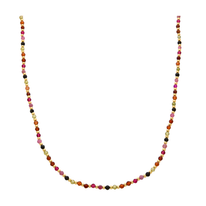 Collar de Cristal Multicolor acabado en oro amarillo de 18K