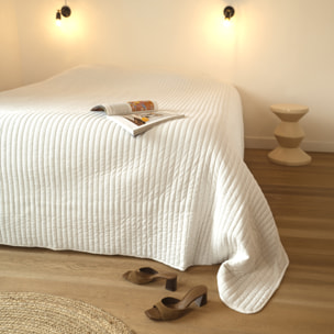 Jeté de lit matelassé en velours côtelé - Ecru