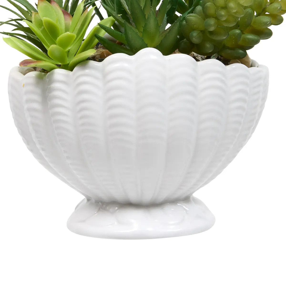 Plante Artificielle Ocea avec Pot Coquillage H20cm Blanc